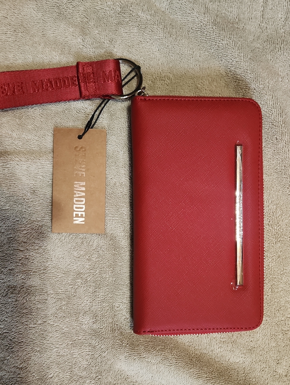 Steve Madden Red Zip-Around Wallet with Strap